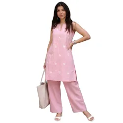 ANNI Designer Kurta Set for Women Cotton Blend Embroidered | Kurti Set for Woman | Farshi Salwar Suit Kurta Palazzo Outf