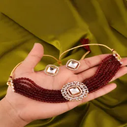 Anouk Gold-Plated Stone Studded & Beaded Jewellery Set