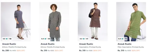 Image of Anouk Rustic Anouk men kurta at Flat 80% Discount