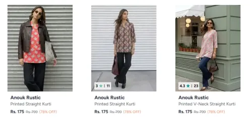 Image of Anouk Rustic Kurtis at minimum 74% Discount