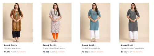Image of Anouk Women Round Neck Crepe Kurta Starting at ₹161