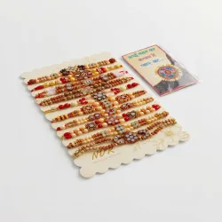 Anouk Set Of 10 Multicolor Designer Thread Rakhi With Roli Chawal Chandan Mishri