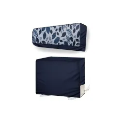 ANPRO Split Ac Cover With Indoor and Outdoor Unit for 1.5 Ton Capacity Water Resistance & DustProof (Blue Leaf)