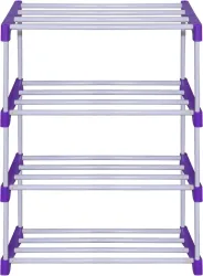 ANR STORE Plastic Collapsible Shoe Stand (BLUE, 4 Shelves, DIY(Do-It-Yourself))