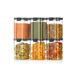 Anshri Plastic Airtight Masala Jar Container Set, 1100ml (Set of 6)