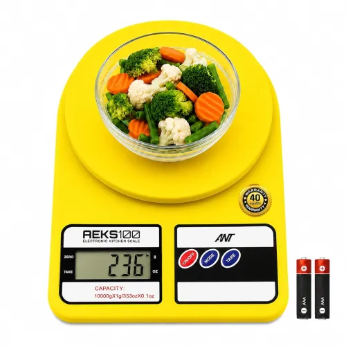 Image of ANT AEKS100 Electronic Kitchen Scale, Yellow | Digital Food Weighing Scale