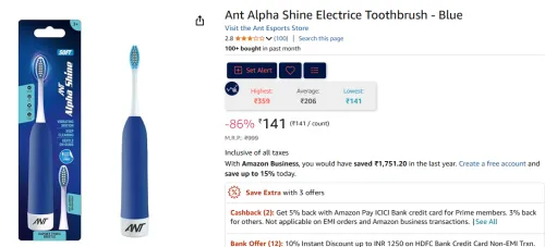 Image of Ant Alpha Shine Electrice Toothbrush - Blue
