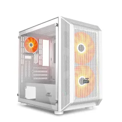 Ant Esports 200 Air Mini M-ATX Cabinet (2×200mm ARGB Fans, White) 