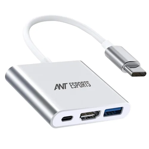 Image of Ant Esports AEC310 USB C to HDMI 3-in-1 Adapter, Type-C Hub to HDMI 4K Output USB 3.0 Port and USB-C 100W Charging Port,