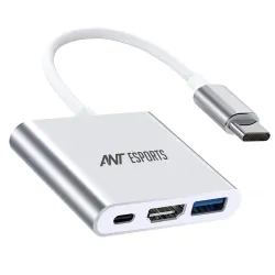 Ant Esports AEC310 USB C to HDMI 3-in-1 Adapter, Type-C Hub to HDMI 4K Output USB 3.0 Port and USB-C 100W Charging Port,