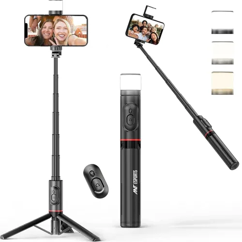 Image of Ant Esports CASS100 Selfie Stick, Bluetooth Selfie Stick with Light,6 Shades (3 Colors and 2 Tones), Capture Photos and 