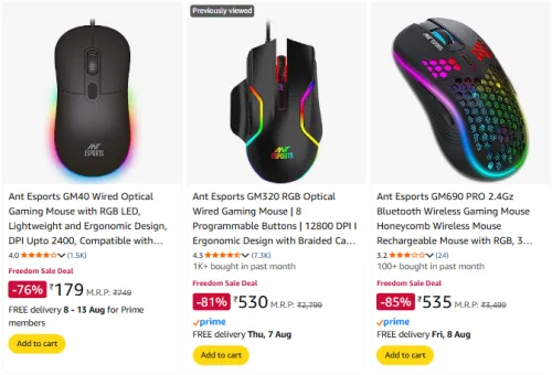 Image of Ant Esports Gaming Mouse @ Start ₹179