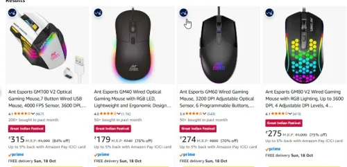 Image of Ant Esports GM100 V2 Gaming Mouse at minimum 84% Discount