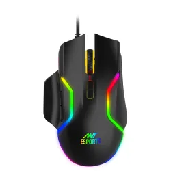 Ant Esports GM340 Wired Gaming Mouse, 12800 DPI Optical Sensor, 8 Programmable Buttons, RGB Backlit, Ergonomic Design, B