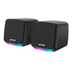 Ant Esports GS195 Computer Speakers with Colorful RGB Lights 5Watts x 2, USB Powered 3.5mm Aux- in Mini PC Speakers, Sma
