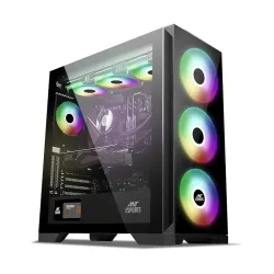 Ant Esports ICE-590TG Mid- Tower Computer Case / Gaming Cabinet - Black | Support E-ATX, ATX, Micro-ATX, ITX | Pre-Insta
