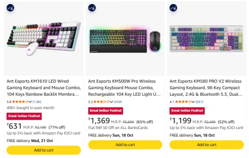 Image of Ant Esports Keyboard and Mouse at up to 71% Discount