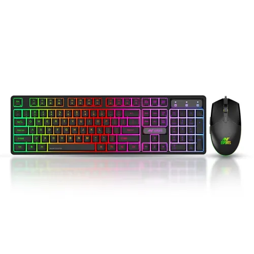 Image of Ant Esports KM1600 Gaming Keyboard & Mouse Combo, Wired Backlit Rainbow LED Keyboard