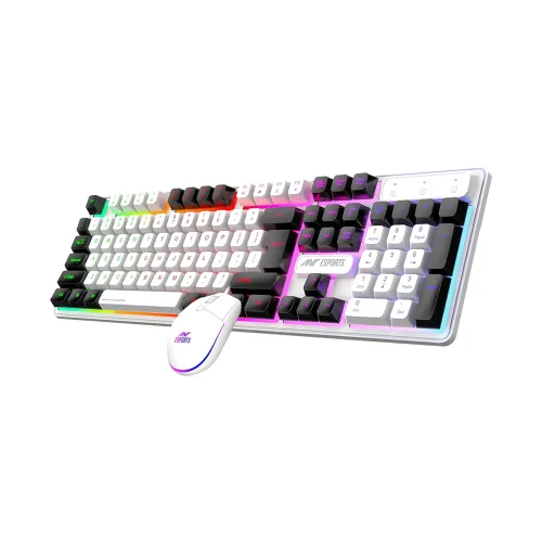 Image of Ant Esports KM1610 LED Gaming Keyboard and Mouse Combo, 104 Keys Rainbow Backlit Keyboard and 7 Colour RGB Mouse for PC 
