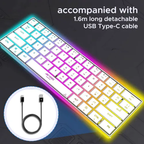 Image of Ant Esports MK 1500 Mini / 60% Pro RGB, Type-C Charging, 1000 mAh battery, Membrane Wireless Tenkeyless Gaming Keyboard 
