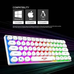 Ant Esports MK1500 Retro Style Mini 60% Pro RGB Wireless Gaming Keyboard with Membrane Switches for PC/Mobile/Tablets/La