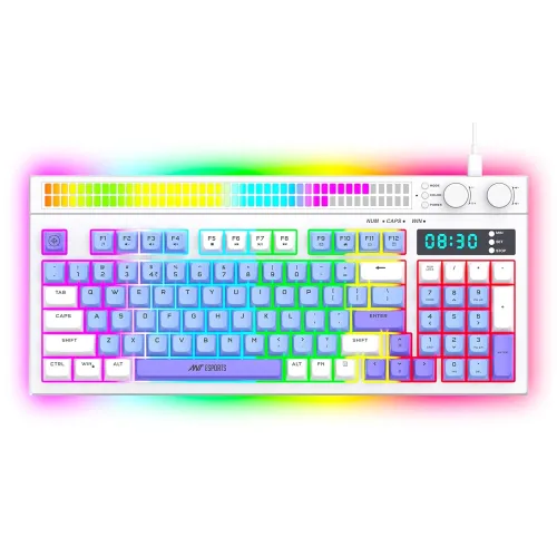 Image of Ant Esports MK1900 RGB Gaming Keyboard (93 Keys + 6 Macro, Volume Knob, DIY Backlit)