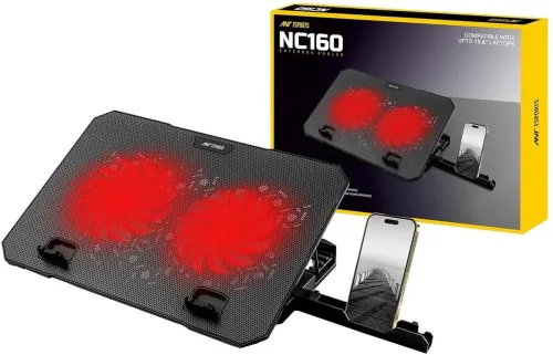 Image of Ant Esports NC160 2 Fan Ergonomic Cooling Pad with Adjustable Height (Black)
