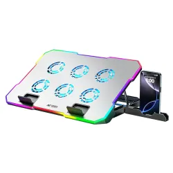 Ant Esports NC510 Laptop Cooling Pad, 6 Silent Fans 2400 RPM, RGB Cooling Stand with 10 Light Modes, Adjustable Ergonomi