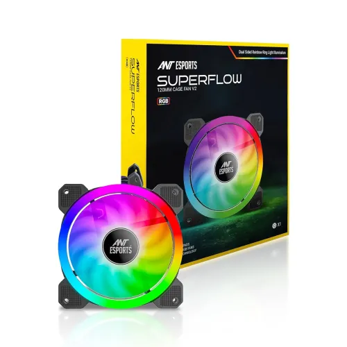 Image of Ant Esports Superflow V2 120 Auto RGB 120 mm 1200 RPM Case Fan I Cooler - Black