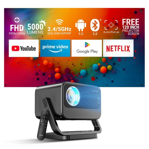 Image of Ant Esports View 822 Smart LED Projector - Black | Auto-Focus 1080P Native & 4K Support , 5000 Lumens , WiFi, Android 9 