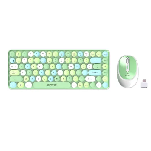 Image of Ant Esports WKM33 Mini Keyboard and Mouse Combo, Colourful Wireless Keyboard