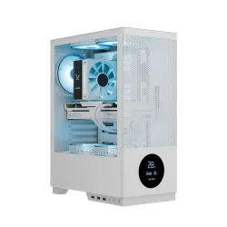 Ant Esports X2 LCD Mid-Tower Computer Case /Gaming Cabinet - White | Support ATX, M-ATX, M-ITX | Pre-Installed 3 ARGB Fans