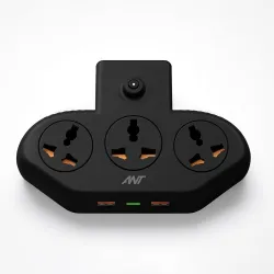Ant Stinger 321 Extension Board with Surge Protector |3 AC Sockets + 2 USB (2.1A) + 1Fast Type-C |2500W 10A Power Strip 