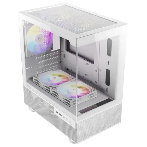 Image of Antec CX200M RGB Elite Mini Tower PC Case White Full View Tempered Glass mATX Cabinet