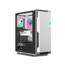 Ant Esports Eclipse Mid-Tower Computer Case/Gaming Cabinet - Black & White | Support ATX,M-ATX,M-ITX | Pre-Installed 4 x