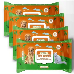 Anti-Bacterial 320 Count Pet Wipes with Fresh Apple Scent for Dogs, Puppies & Pets (Pack of 4) Suitable for All Types of