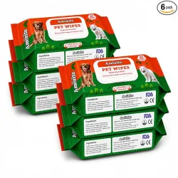 Anti-Bacterial Pet Wipes, 480 Count, Pack of 6