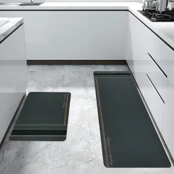 Anti Fatigue Kitchen Rug Sets 2 Piece Charcoal Grey Non Slip Kitchen Mats for Floor Cushioned Kitchen Rugs & Mats Waterp