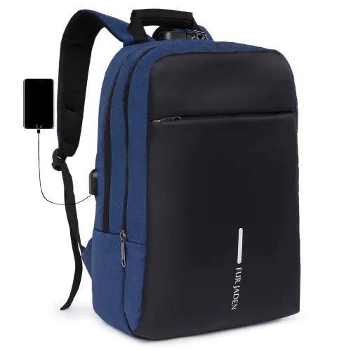 Image of FUR JADEN Anti Theft Number Lock Backpack Bag with 15.6 Inch Laptop Compartment, USB Charging Port & Organizer Pocket