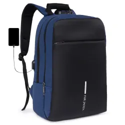 FUR JADEN Anti Theft Number Lock Backpack Bag with 15.6 Inch Laptop Compartment, USB Charging Port & Organizer Pocket