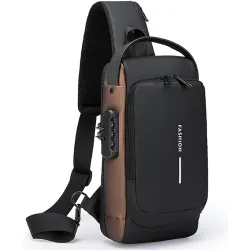 PU Leather Bag, Anti-Theft Sling Backpack with USB Charging Port, Single Shoulder Bag