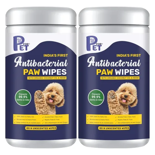 Image of Antibacterial Paw Wipes|with Organic Coconut & NEEM| Moisturises & Cleans Paws| Restore Dry & Cracked Paws| Prevent Germ