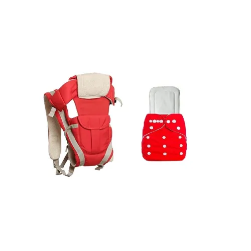 Image of Antil's Baby Carrier (Red) & 5Layer Diaper Combo – White