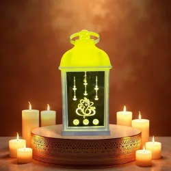 Antique LED Mandir Lantern Hurricane Lamp Flameless & Smokeless Acrylic Tent Light