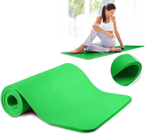 Image of Yoga mat for Women and Workout Fitness Pilates and Meditation, Anti Tear & Slip Green 4 mm Yoga Mat