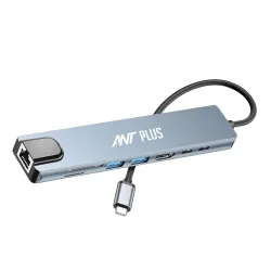Ant Plus Booster 801 Type-C to HDMI+SD/TF+USB3.0 * 2+PD*2+LAN(100) - Grey