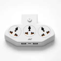 Ant Stinger 321 Extension Board with Surge Protector (3 AC Sockets, 2 USB, 1 Type-C)