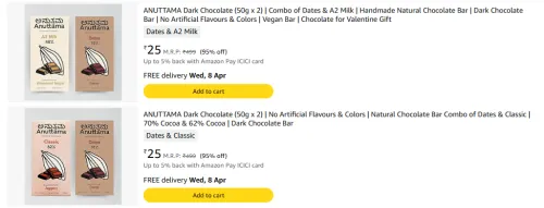 Image of ANUTTAMA Dark Chocolate Starting @ ₹25