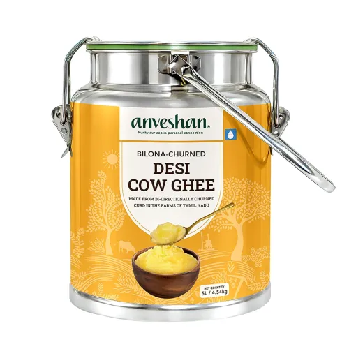 Image of Anveshan A2 Ghee (5L Stainless Steel Dolchi) | Traditional Bilona Method | Curd- Churned | Cultured | Pure and Nutural |