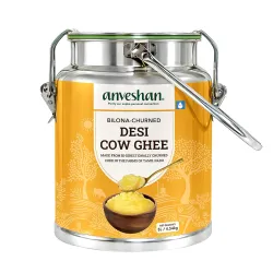 Anveshan A2 Ghee (5L Stainless Steel Dolchi) | Traditional Bilona Method | Curd- Churned | Cultured | Pure and Nutural |